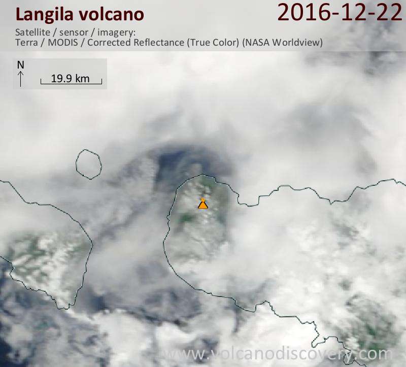 Satellite image of Langila volcano on 22 Dec 2016