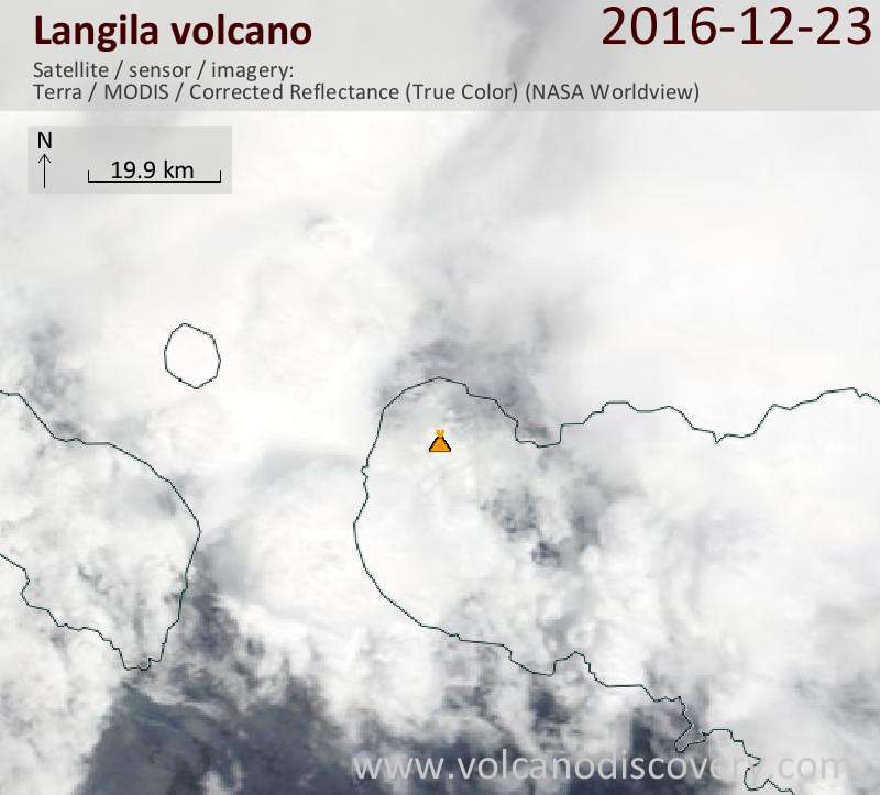 Satellite image of Langila volcano on 23 Dec 2016