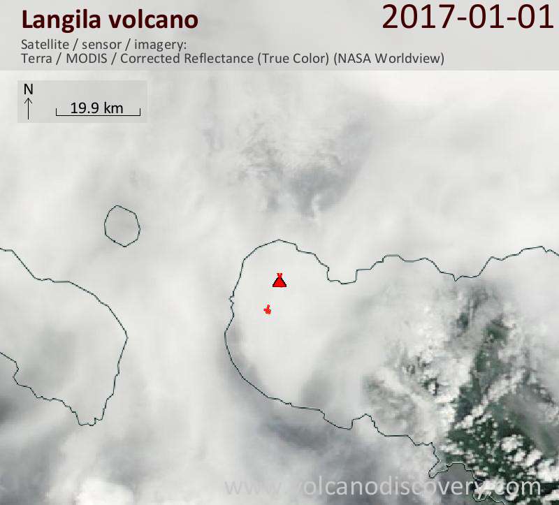 Satellite image of Langila volcano on  1 Jan 2017