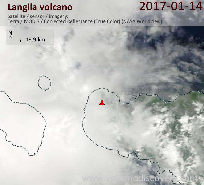 Satellite image of Langila volcano on 14 Jan 2017