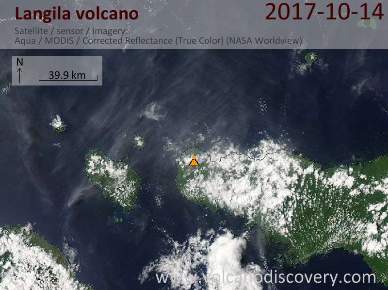 Satellite image of Langila volcano on 14 Oct 2017