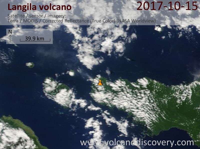 Satellite image of Langila volcano on 15 Oct 2017