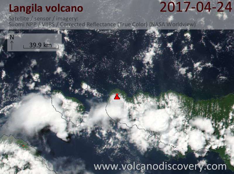 Satellite image of Langila volcano on 24 Apr 2017