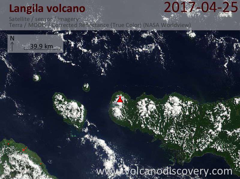 Satellite image of Langila volcano on 25 Apr 2017