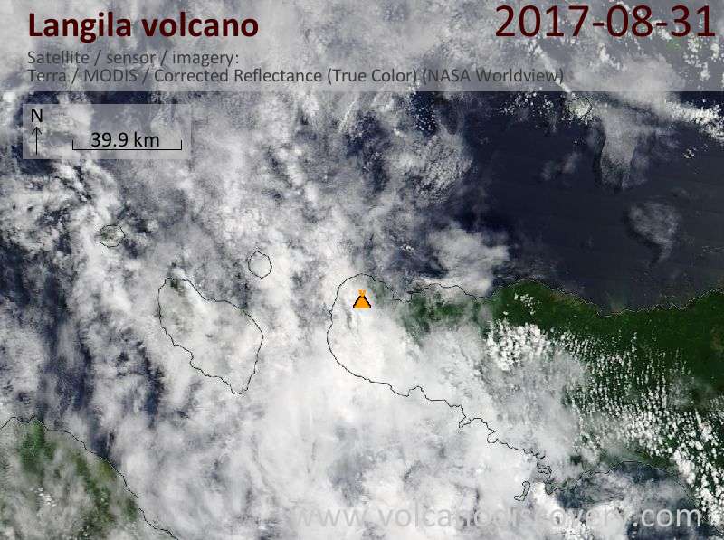 Satellite image of Langila volcano on 31 Aug 2017