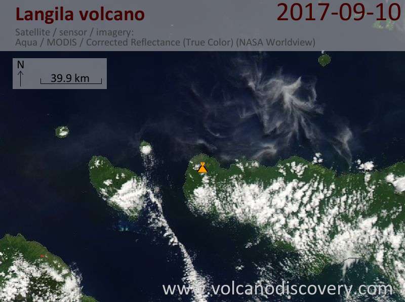 Satellite image of Langila volcano on 10 Sep 2017