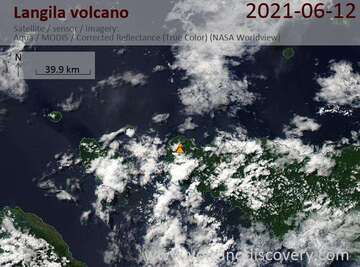 Satellite image of Langila volcano on 13 Jun 2021