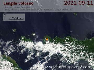 Satellite image of Langila volcano on 11 Sep 2021