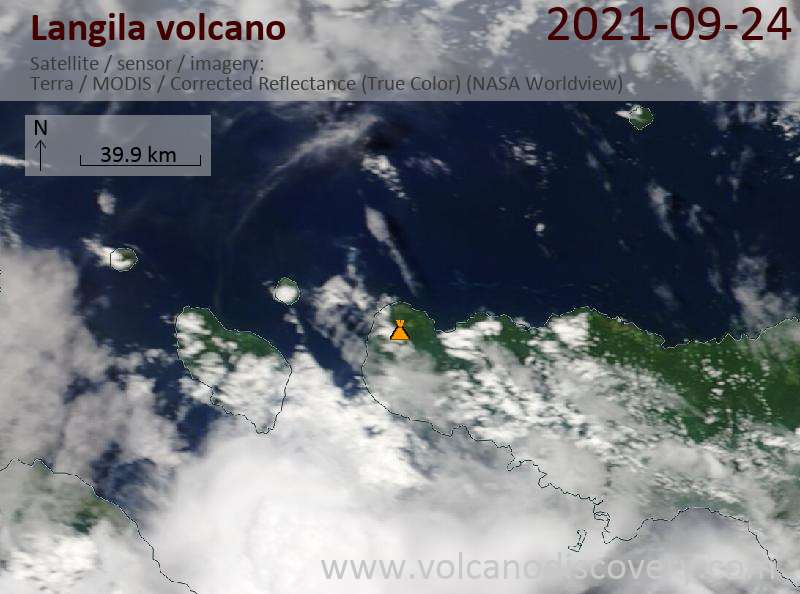 Satellite image of Langila volcano on 25 Sep 2021