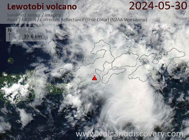 Satellite image of Lewotobi volcano on 30 May 2024