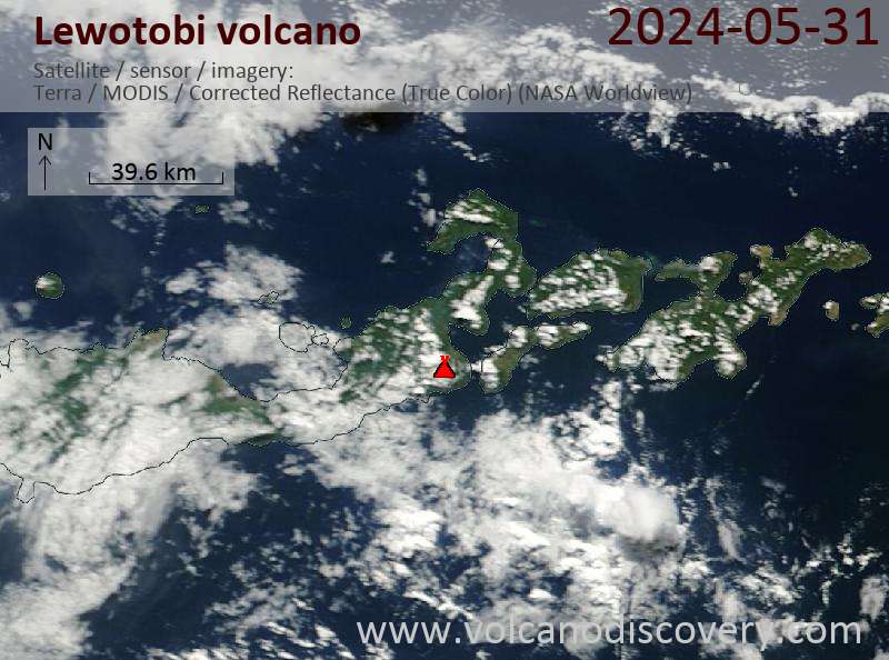 Satellitenbild des Lewotobi Vulkans am 31 May 2024
