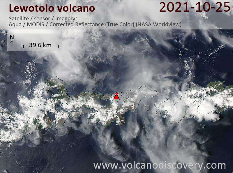 Satellite image of Lewotolo volcano on 25 Oct 2021