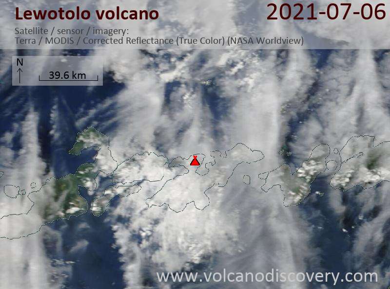Satellite image of Lewotolo volcano on  7 Jul 2021