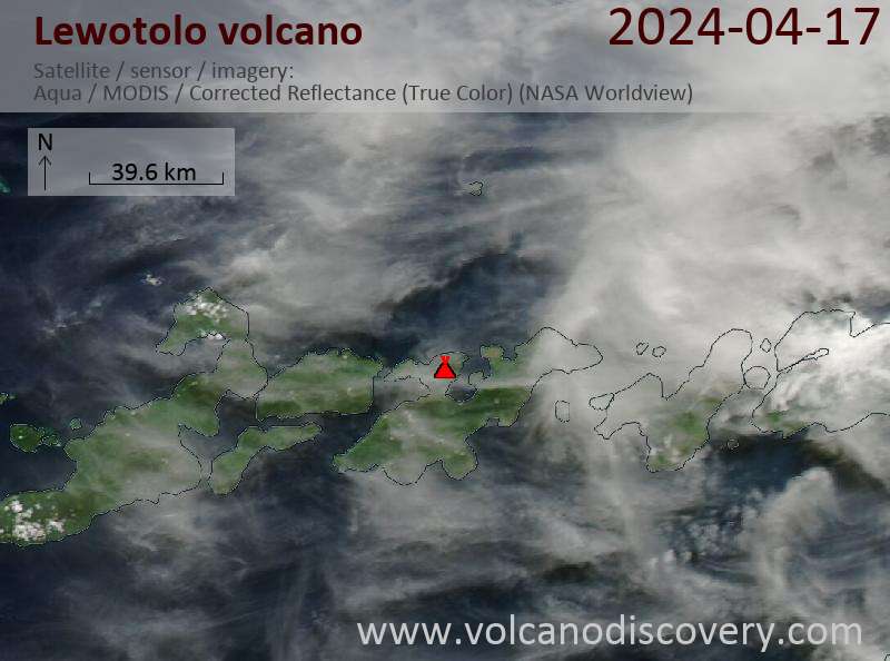 Satellitenbild des Lewotolo Vulkans am 17 Apr 2024