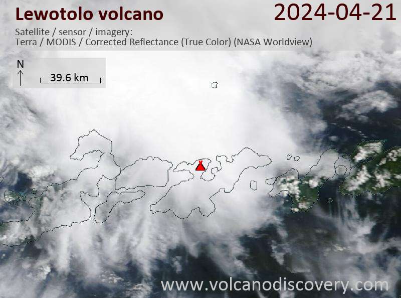 Satellite image of Lewotolo volcano on 21 Apr 2024