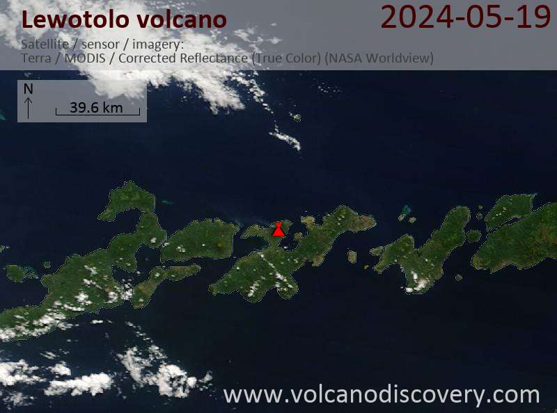 Satellite image of Lewotolo volcano on 19 May 2024