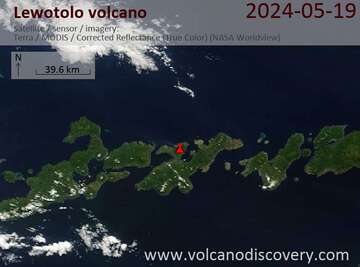 Satellite image of Lewotolo volcano on 19 May 2024