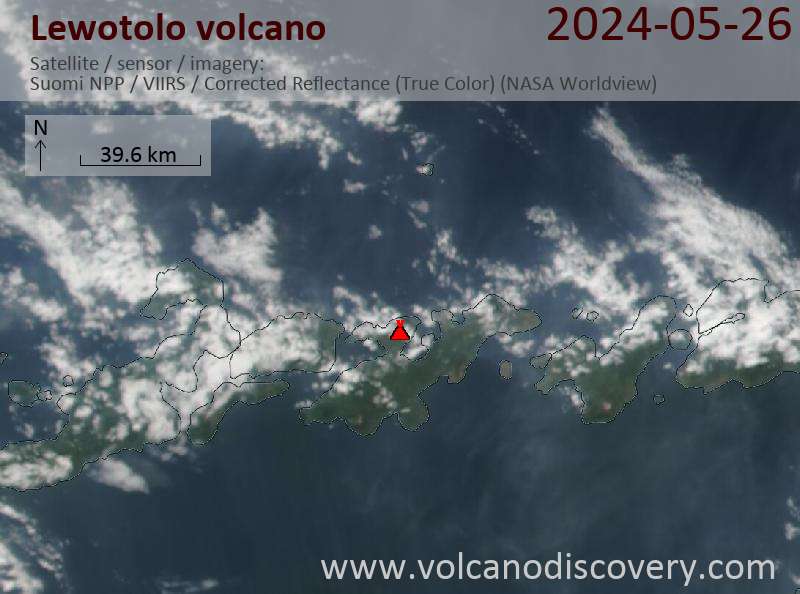 Satellite image of Lewotolo volcano on 26 May 2024