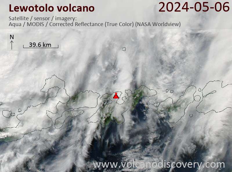 Satellite image of Lewotolo volcano on  6 May 2024