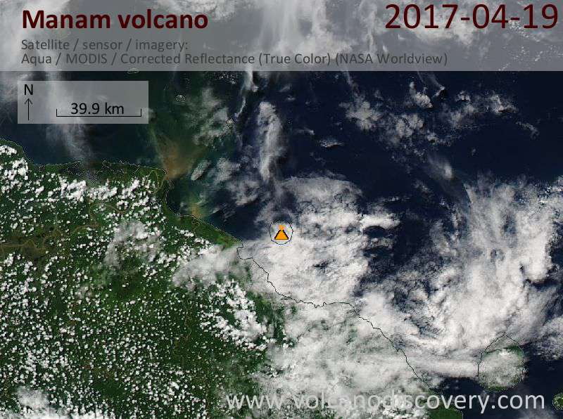 Satellite image of Manam volcano on 20 Apr 2017