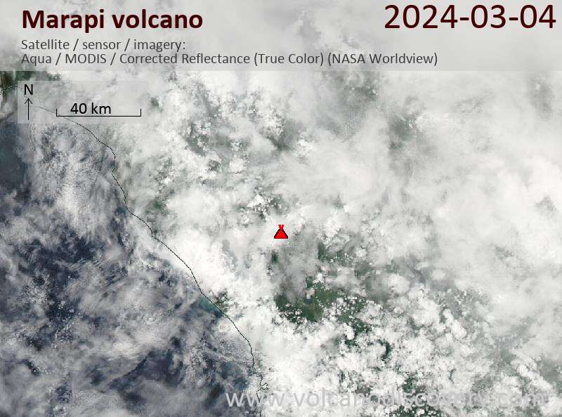 Satellite image of Marapi volcano on  4 Mar 2024