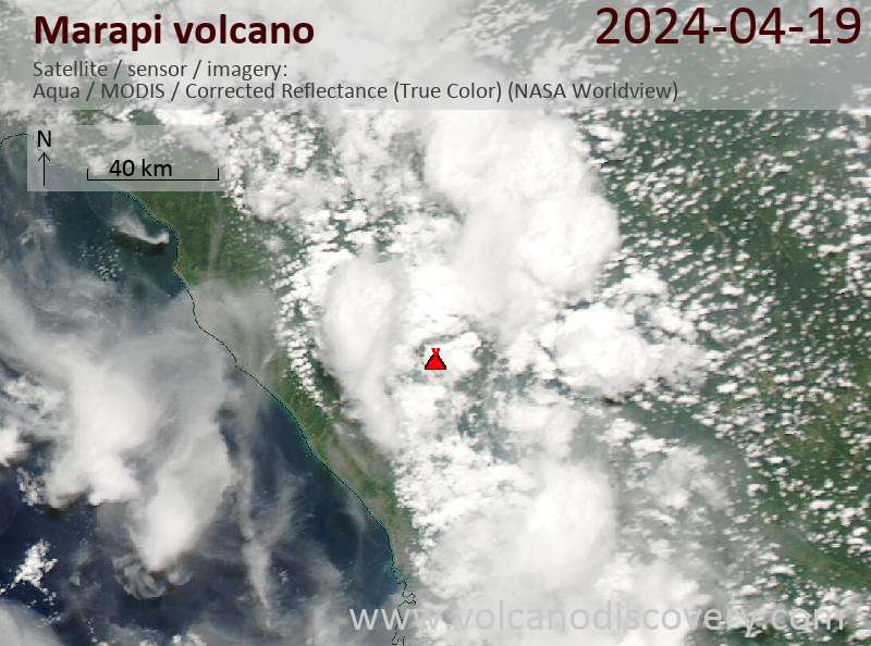 Satellitenbild des Marapi Vulkans am 19 Apr 2024