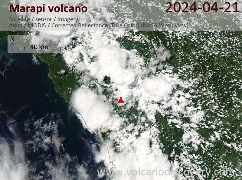 Satellitenbild des Marapi Vulkans am 21 Apr 2024