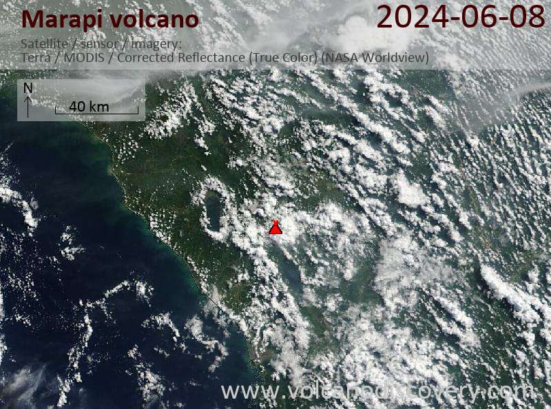 Satellitenbild des Marapi Vulkans am  8 Jun 2024