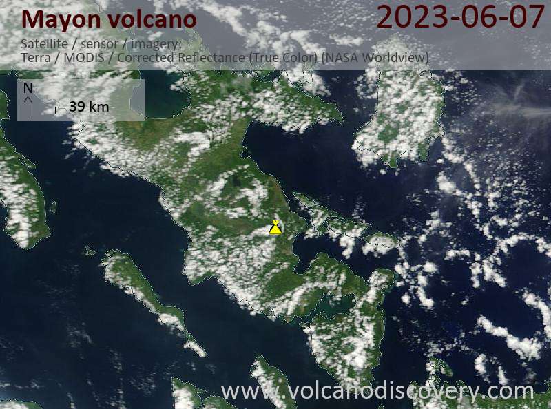 Satellitenbild des Mayon Vulkans am  7 Jun 2023