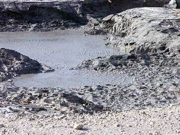 Bubbling mud pool inside the Solfatara crater
