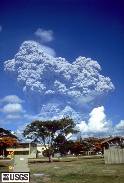 The June 12, 1991 eruption column from Mount Pinatubo taken from Clark Air Base. U.S. Geological Survey Photograph taken on June 12, 1991, by Richard P. Hoblitt.