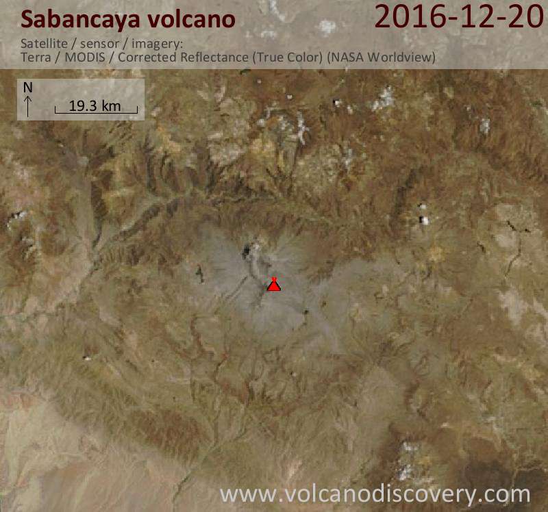 Satellite image of Sabancaya volcano on 20 Dec 2016
