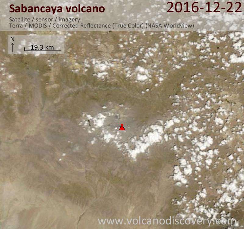 Satellite image of Sabancaya volcano on 22 Dec 2016
