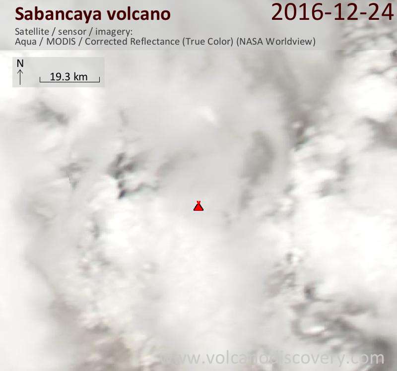 Satellite image of Sabancaya volcano on 25 Dec 2016