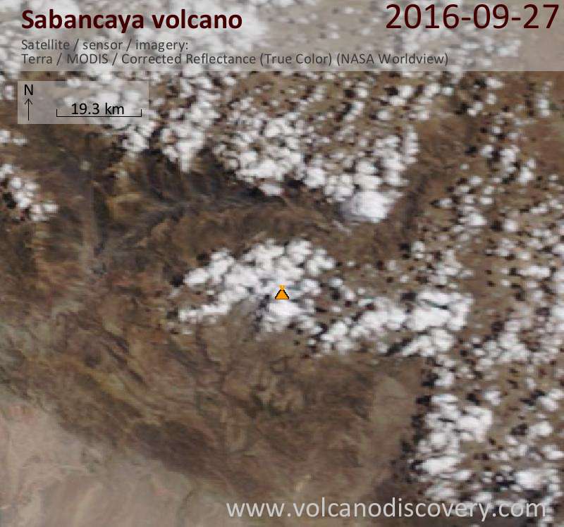 Satellite image of Sabancaya volcano on 27 Sep 2016