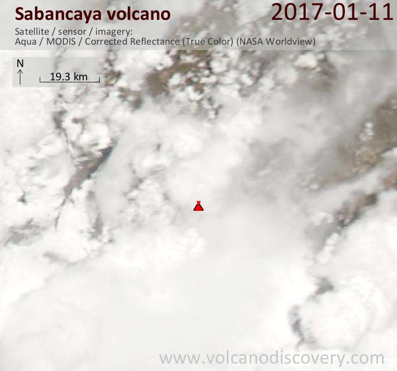 Satellite image of Sabancaya volcano on 12 Jan 2017
