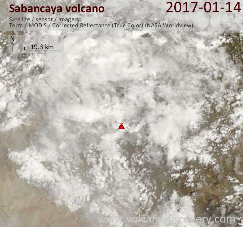 Satellite image of Sabancaya volcano on 14 Jan 2017