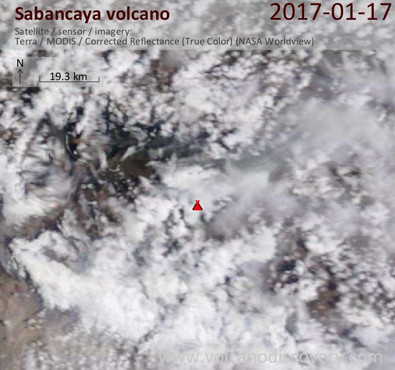 Satellite image of Sabancaya volcano on 17 Jan 2017