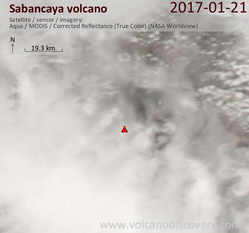 Satellite image of Sabancaya volcano on 22 Jan 2017