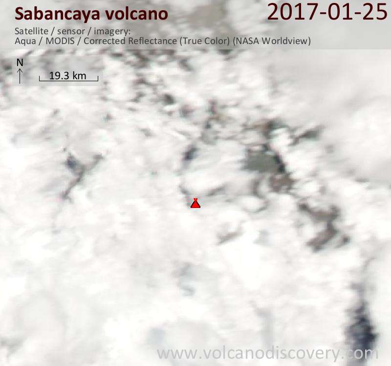 Satellite image of Sabancaya volcano on 26 Jan 2017