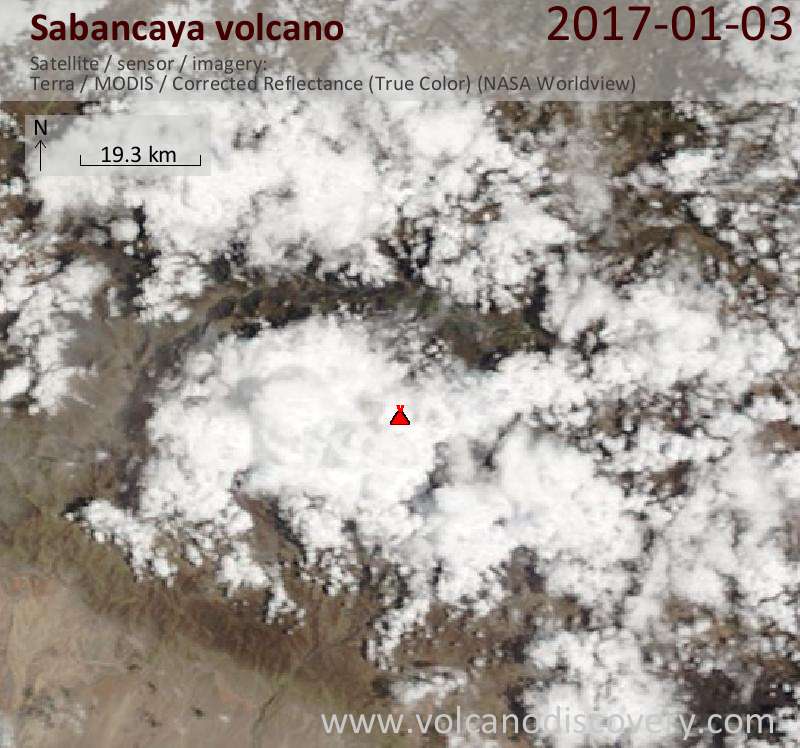 Satellite image of Sabancaya volcano on  3 Jan 2017