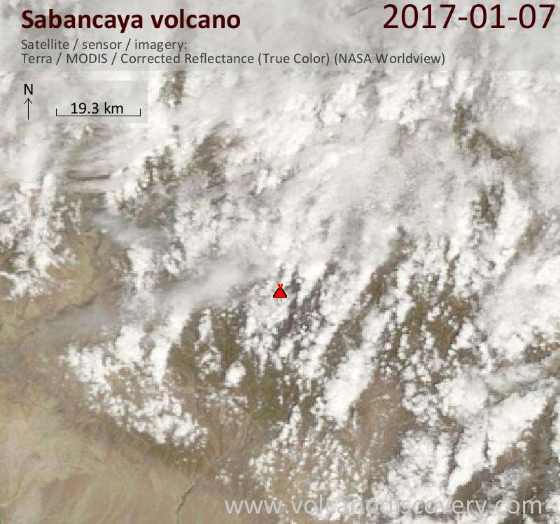 Satellite image of Sabancaya volcano on  7 Jan 2017