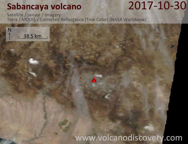 Satellite image of Sabancaya volcano on 30 Oct 2017