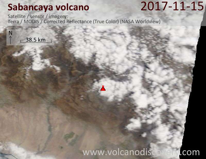 Satellite image of Sabancaya volcano on 15 Nov 2017