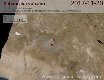 Satellite image of Sabancaya volcano on 20 Nov 2017