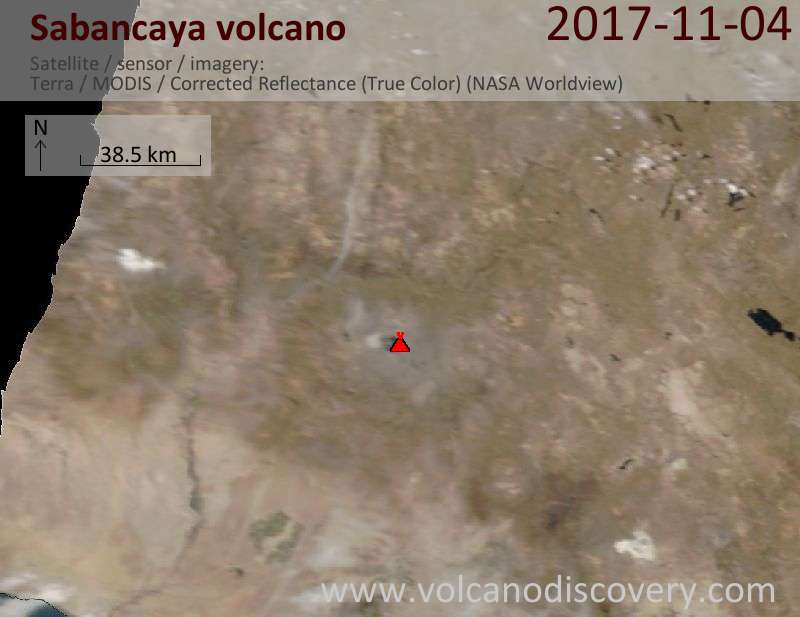 Satellite image of Sabancaya volcano on  4 Nov 2017