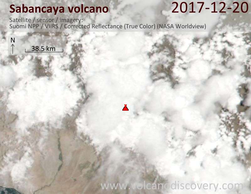 Satellite image of Sabancaya volcano on 20 Dec 2017