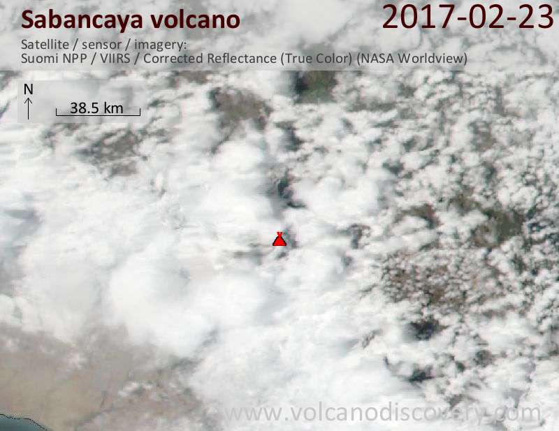 Satellite image of Sabancaya volcano on 24 Feb 2017