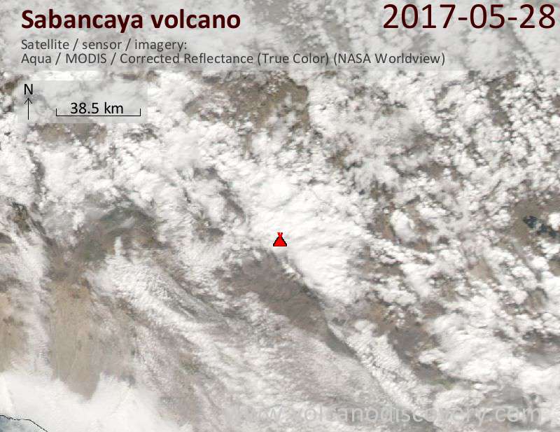 Satellite image of Sabancaya volcano on 29 May 2017