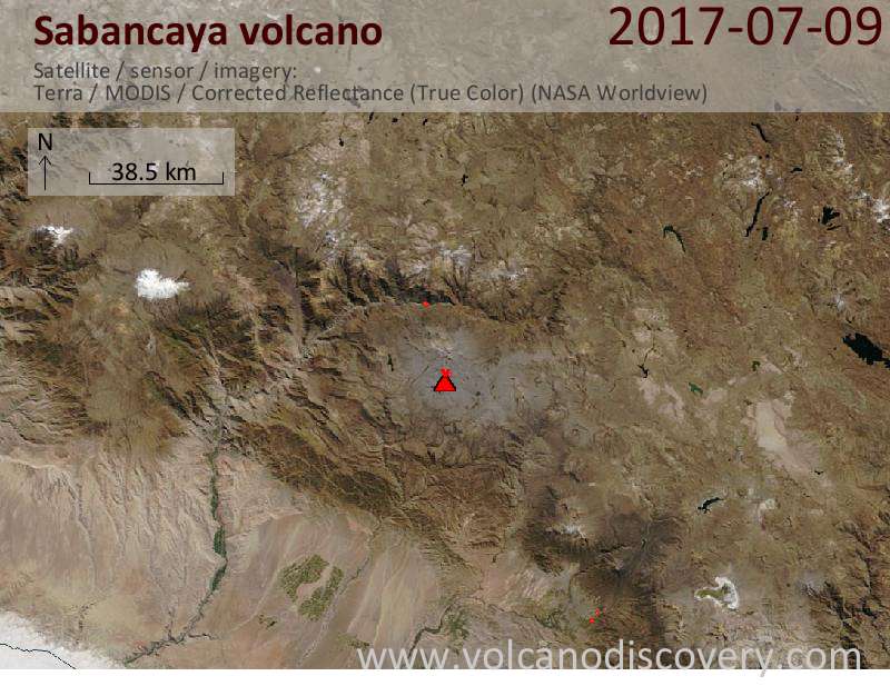 Satellite image of Sabancaya volcano on 10 Jul 2017